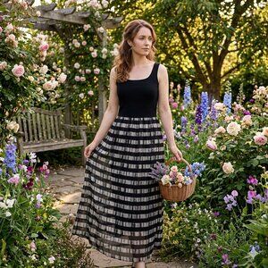 GAP Midi Black & White Striped Tank Dress NWoT